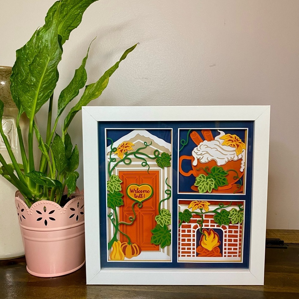 3D Fall Door & Fireplace Shadowbox